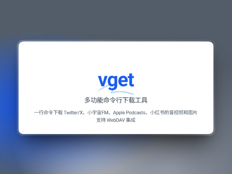 📣 vget | 一个命令把推特、小红书、小宇宙全下走的终端下载器🖼 标签