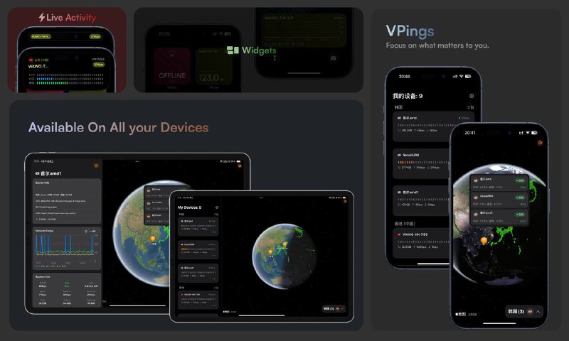 📱 📱 帮助Nas用户、运维用户实时监控和管理服务器 ▎探针面板用你的服务器点亮世界地图 ▎ VPings音乐