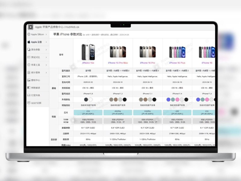 🔖 苹果产品参数中心 | 苹果全家桶参数对比这个网站提供了超详细的苹果各型号手机、电脑等产品参数对比，甚至还有Apple 关于节日 、零售店开业以及各类活动的高清壁纸图片，果粉必备📬 在线体验标签