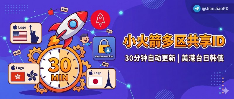 ✈️ 小火箭共享Apple ID | 多地区账号池 ，30 分钟自动检测可用性🏷 检索标签