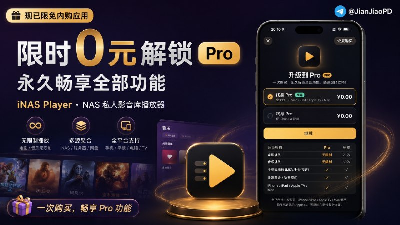 ✈️ 限免内购应用 | iNAS Player 