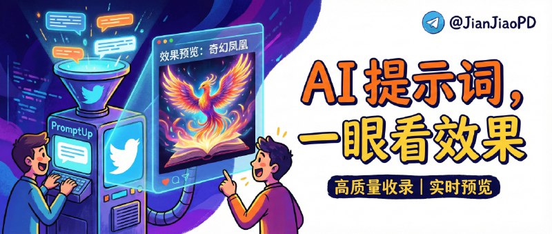 ✈️ PromptUp | 把 Twitter 上高质量 AI 提示词集中收录，还能直接看效果预览🏷 检索标签