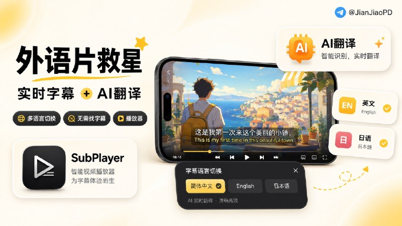 ✈️ 开发者自荐 | SubPlayer视频播放器•主打视频实时字幕和AI翻译功能🏷 检索标签