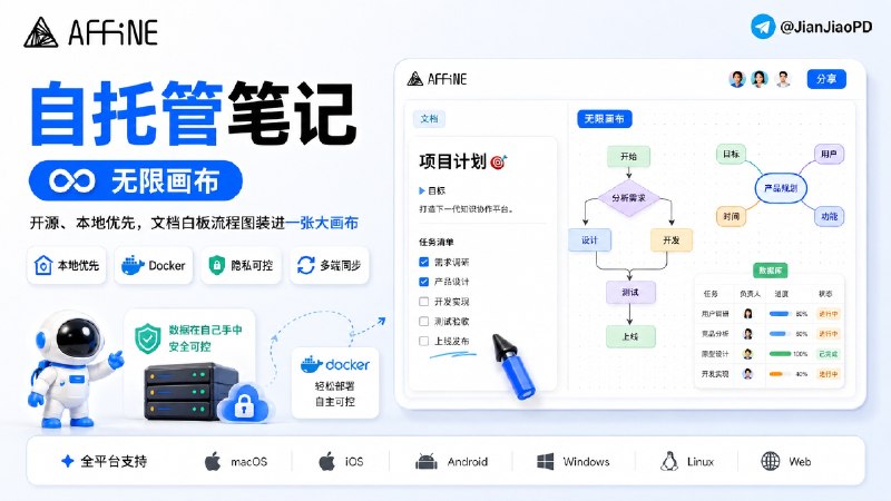✈️ AFFiNE | 开源 Notion 平替，文档和无边界画布都能自托管🏷 检索标签