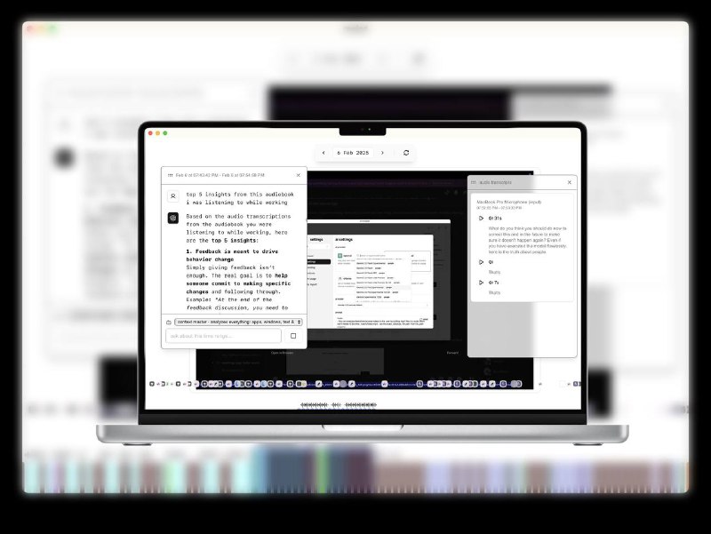 ScreenPipe | 开源电脑监控神器，AI智能回顾这款开源工具可24小时监控电脑，录制屏幕、语音、键盘鼠标和摄像头数据，并保存至本地