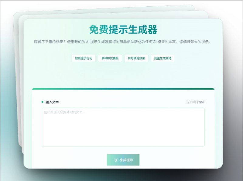🔖 GeneratorPrompt | 免费的 AI 提示词生成助手　GeneratorPrompt 可以将你的 简单想法一键转化为专业高效的 AI 指令，自动补充细节、设定角色、明确格式、添加约束条件，生成结构完整的提示词