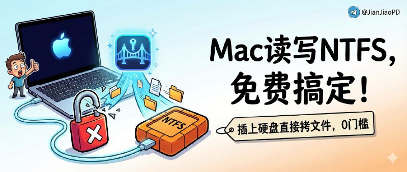 ✈️ Free-NTFS-for-Mac | 让 Mac 免费读写 NTFS，插上硬盘就能直接拷文件🏷 检索标签