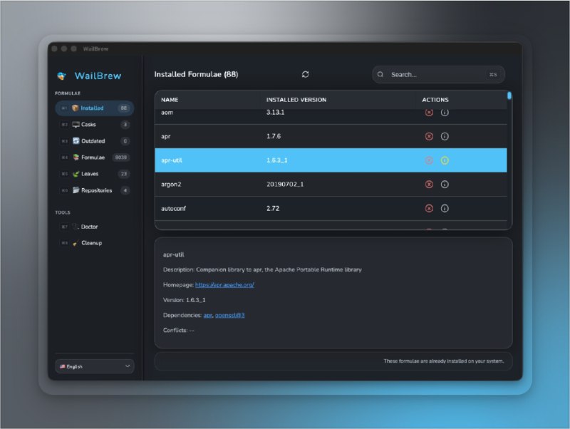 📣 WailBrew | 给 Homebrew 装上“图形界面”的可视化神器🖼 标签
