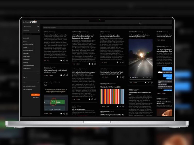 🔖 Bookmarkeddit | Reddit 收藏管理神器，搜索、整理、分享一步到位　Reddit 收藏多到乱成一锅粥？bookmarkeddit 就是为你这种“收藏狂魔”打造的专属工具！它能帮你全文搜索收藏内容、按 subreddit / 帖子类型 / NSFW 标签等维度过滤，支持列表/网格视图切换、自定义排序，还能自动拉取所有保存内容绕开 API 限制，数据本地存储，隐私放心　建议你现在就导入一次自己的 Reddit 收藏，看看哪些宝藏贴你已经忘了，顺便重整内容库🌐 桌面演示 |📱 移动演示🐙 bookmarkeddit标签