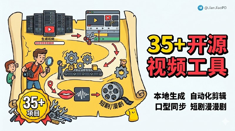 ✈️ 2026 开源视频工具全景图 | 35+ 开源项目，把生成到剪辑一次看完🏷 检索标签