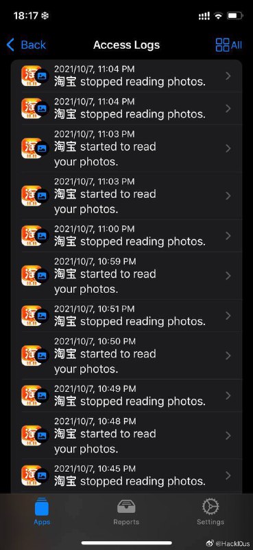 🔥#微信 在后台私自读取用户相册上了微博热搜，但通过博主发的图片，不止有微信，还有QQ，淘宝这些APP🔍点我查看更多详细内容🔥#微信 在后台私自读取用户相册上了微博热搜，但通过博主发的图片，不止有微信，还有QQ，淘宝这些APP🔍点我查看更多详细内容