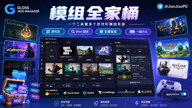 ✈️ Gloss Mod Manager | 游戏Mod管理器，一键找、装 Mod游戏模块🏷 检索标签