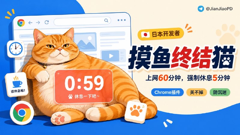 ✈️ Cat Gatekeeper | 连续上网 60 分钟就被猫拦下强制你休息 5 分钟🏷 检索标签