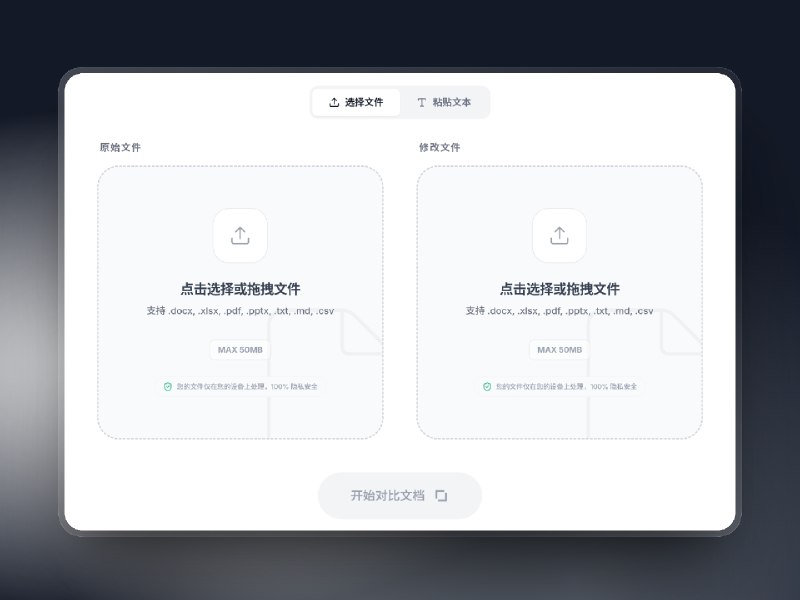 📣 Compare2Word | 免费在线文档差异对比工具 本地完成 Word/PDF/Excel/PPT 精准比对不泄露内容🖼 标签