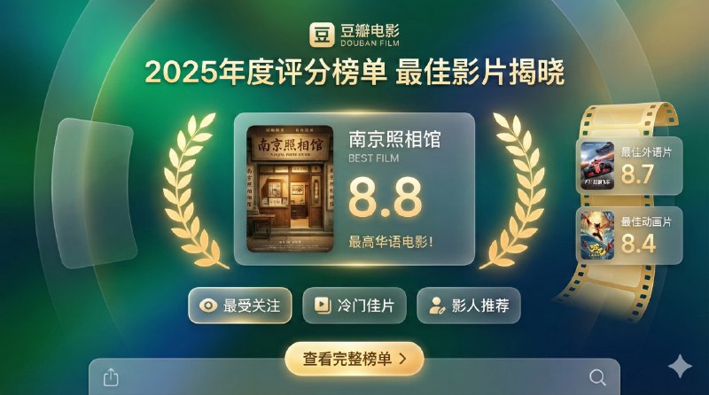 📣 豆瓣 2025 电影榜单 | 哪些电影是真被观众打出来的高分🖼 标签