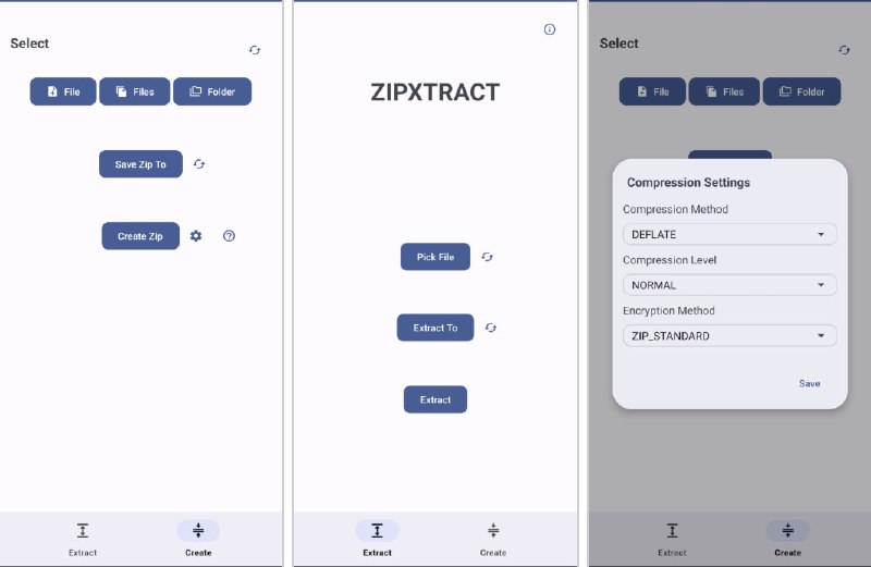 ➡️  ZipXtract 压缩器  ▎免费开源的安卓解压、压缩工具👥【支持平台】